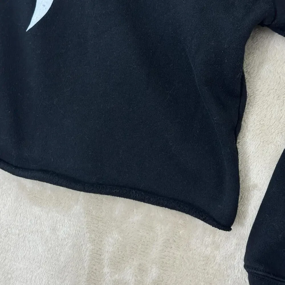 Bella + Canvas Hoodie Womens XL Black Cropped Cigar Warning Graphic Logo Fleece